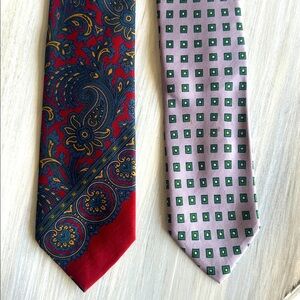 Ralph Lauren Pink Geometric and Red Paisley Ties